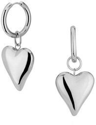 Heart srebrne duże dmuchane kolczyki koła z sercami