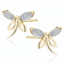 Eleganckie pozłacane srebrne kolczyki ważki dragonfly uleksyt srebro