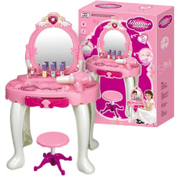 Toaletka dla dziewczynki Lustrem Suszarka Na Baterie Taboret