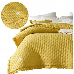 ROOM99 Narzuta na łóżko kanapę 220x240 musztardowa pikowana