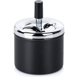 Popielniczka zamykana metalowa czarna obrotowa 9,5x13 cm