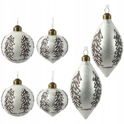 Bombki szklane 8cm zimny biały mat z zimowym