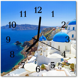 Zegar szklany kwadratowy Santorini