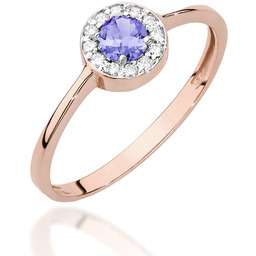 Złoty pierścionek Tanzanit 0,35ct różowe złoto pr. 585