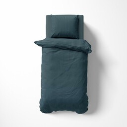 Detexpol Pościel adamaszkowa 140x200 denim granatowa jednobarwna paski