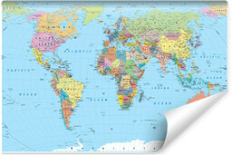 Muralo Fototapeta Kolorowa Mapa Polityczna Świata 312x219cm