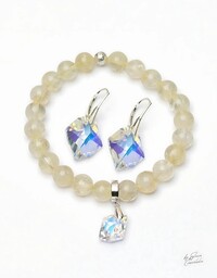 Pakamera Komplet Srebrnej Biżuterii Swarovski Crystal Cosmic