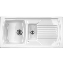 DEANTE Zlewozmywak ceramiczny LUSITANO biały 1,5-komorowy z ociekaczem