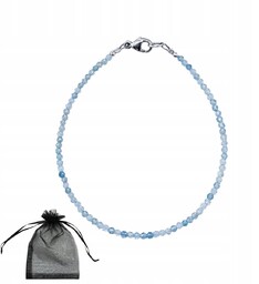 Bransoletka Naturalny AKWAMARYNY fasetowane 2,0mm Srebrne Zapięcie 18cm