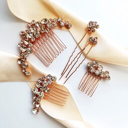 Ozdoby do włosów rosegold różowe złoto grzebyk kokówki