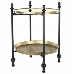 Stolik kawowy Lustrzany Blat czarny złoty śr. 54cm