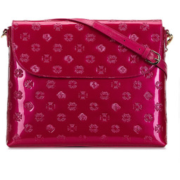 Damska listonoszka z metalicznej skóry lakierowanej duża różowa