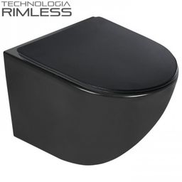 Czarna miska WC rimless bezkołnierzowa +deska soft -close