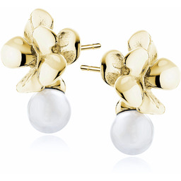 Eleganckie pozłacane srebrne kolczyki kwiaty kwiatki perły perełki