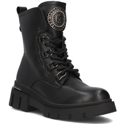 Botki damskie workery jesienne na platformie czarne Filippo