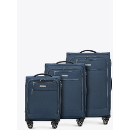 Zestaw miękkich walizek z poliestru granatowy