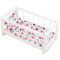 KOŁYSKA DREWNIANA łóżeczko BIAŁE dla lalek z materacem