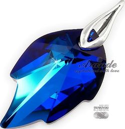 Nowe Kryształy Piękny Wisiorek Blue Leaf Srebro