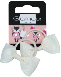 Glamour Kids gumki do włosów Kremowe Kokardki 2szt.