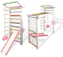 Babygame Domowy Plac zabaw Drabinka Czempion biało-różowa