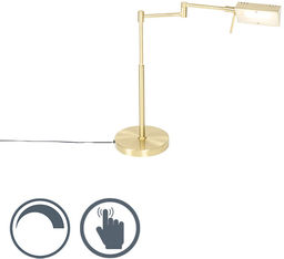 QAZQA Designerska lampa stołowa złota z wbudowanym LED