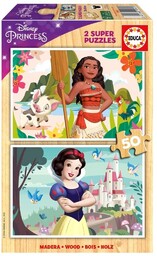 Puzzle Drewniane 2X50 Vaiana Królewna Śnieżka
