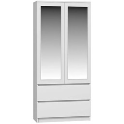 Edinos Biała minimalistyczna szafa z lustrem G3-M15