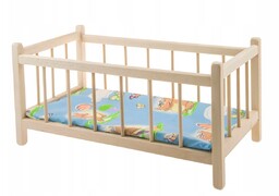 ŁÓŻECZKO DREWNIANE dla lalek z materacem zabawka