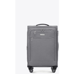 Średnia walizka miękka z poliestru szara