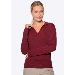 Sweter damski z dekoltem V-neck bordowy