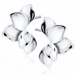 Delikatne rodowane srebrne kolczyki wkrętki listki liście srebro