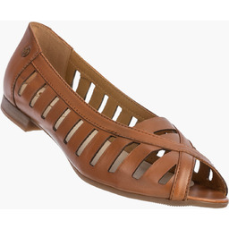 Baleriny Damskie Skórzane Buty Ażurowe Półbuty Rude Maciejka