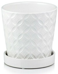 Biała doniczka ceramiczna z podstawką 15 Polnix 15.015