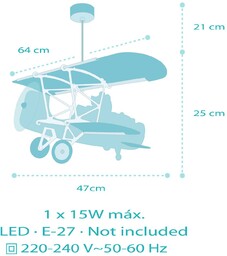 Lampa wisząca Dalber Teddy Plane, kolorowa, drewno/plastik