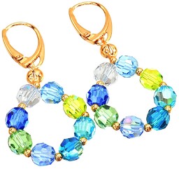 Kryształy Przepiękne Kolczyki Crystals Ocean Spring Złote Srebro