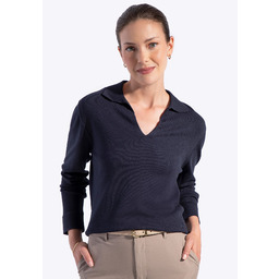 Sweter damski z dekoltem V-neck granatowy