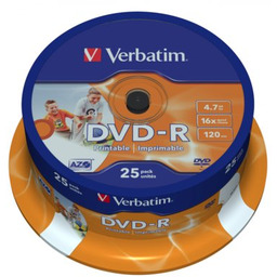 VERBATIM Płyta Printable DVD-R, 4.7 GB, 16x (25