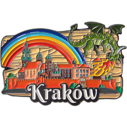 Metalowy magnes tęcza Kraków Smok