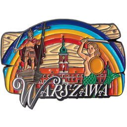 Metalowy magnes tęcza Warszawa Syrenka