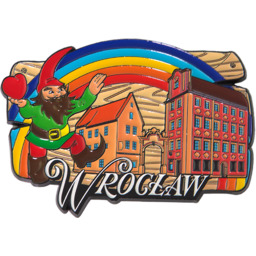 Metalowy magnes tęcza Wrocław krasnal