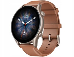 Zegarek Amazfit Gtr 3 Pro brązowy skórzany pasek