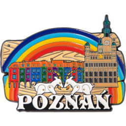 Metalowy magnes tęcza Poznań kamienice