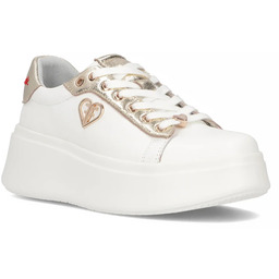 Skórzane sneakersy damskie - FILIPPO DP6792/25 BIAŁO-ZŁOTE