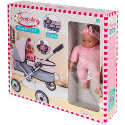 SMILY PLAY, Wózek Głęboki z Lalką Bamboliną 1/6