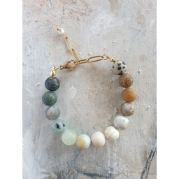 Pakamera Bransoletka FANABERIA KULKI labradoryt, howlit, jaspis, amazonit.