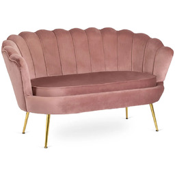 Edinos Różowa sofa muszelka na złotych nogach K0-D29