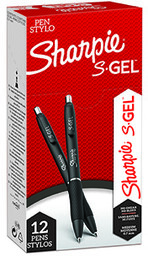 Sharpie 2136595, pióro żelowe S-Gel, czarny, 12szt., 0.7mm