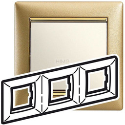 VALENA - Ramka potrójna ZŁOTY MAT / ZłOTO