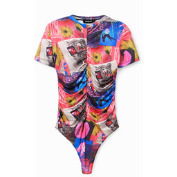 Desigual Body z marszczeniem i motywem kolażu