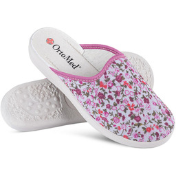 Decodoma Damskie domowe pantofle ortopedyczne z różowymi kwiatami